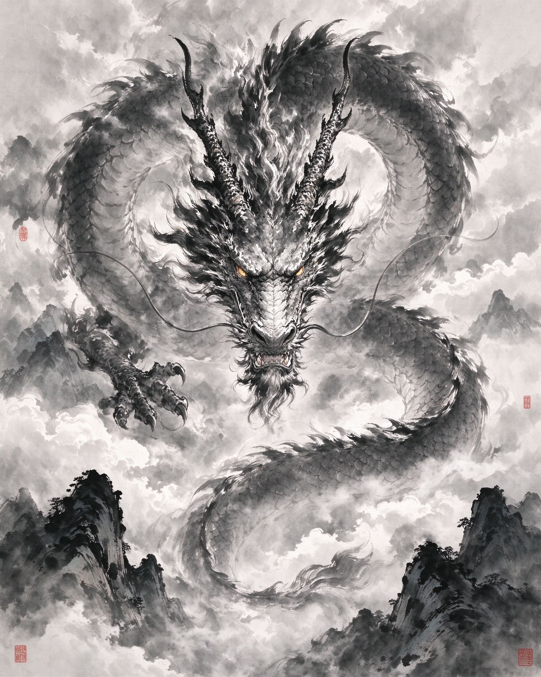 《云龙》国风 AI 作品