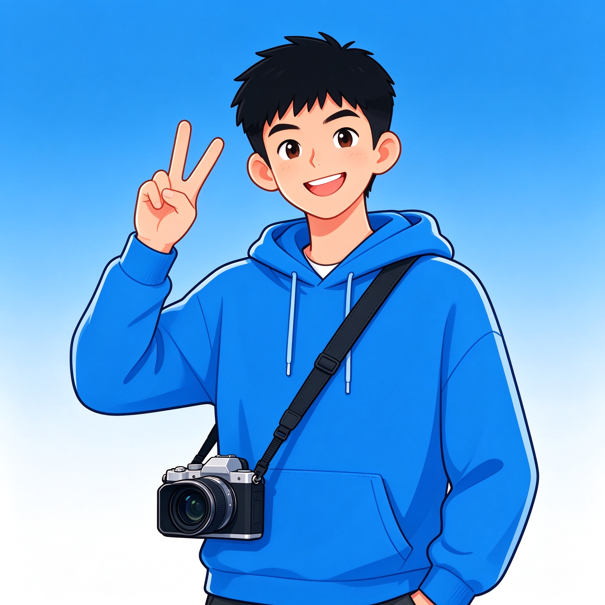 彭PER钛的头像插画：拿着相机的少年